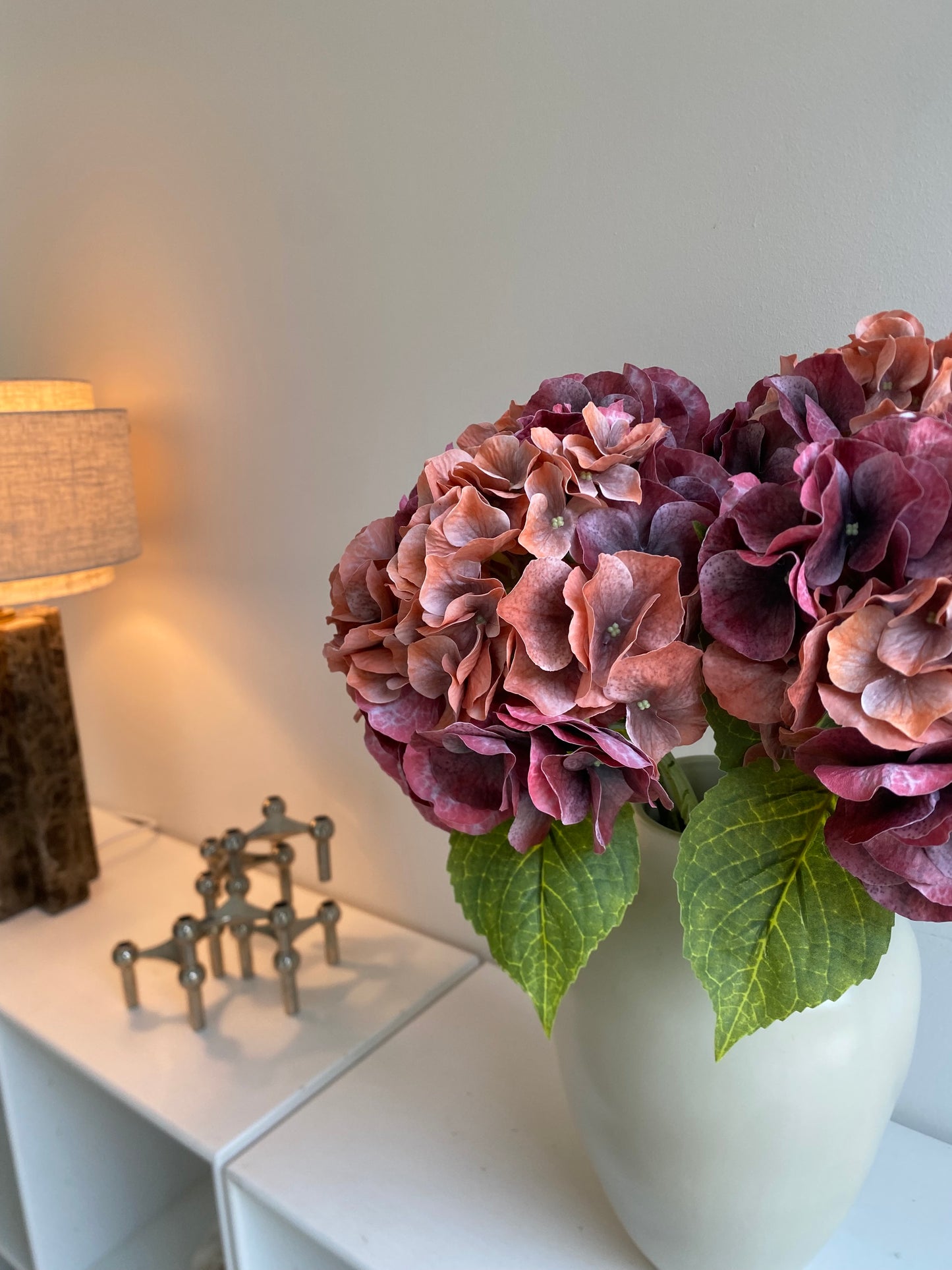 Red/orange hydrangea - bright leaves